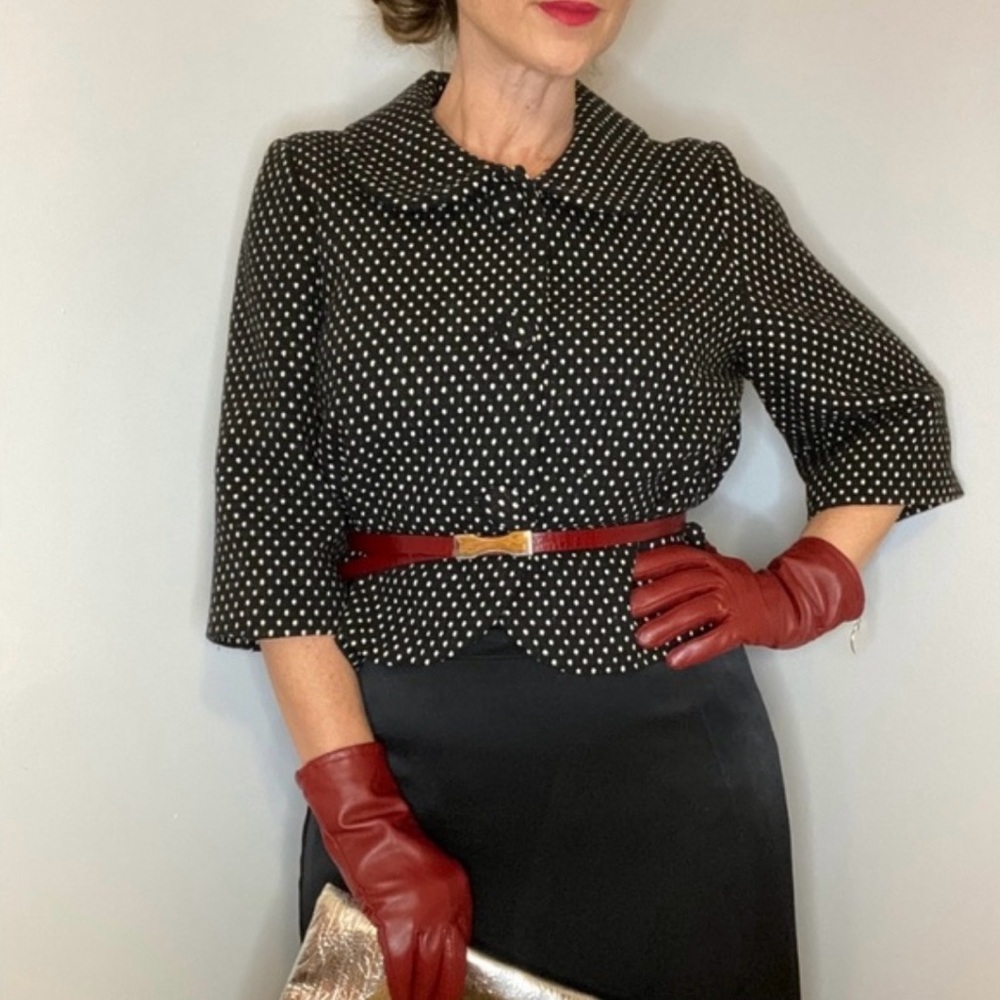 Atmosphere Cropped Wool Blend Polka Dot Jacket Size UK 14/EU 42/ US 10